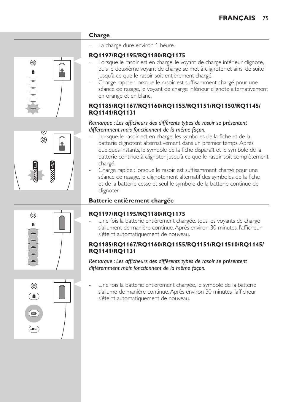 Philips SHAVER Series 7000 SensoTouch afeitadora eléctrica en húmedo y seco User Manual | Page 75 / 304