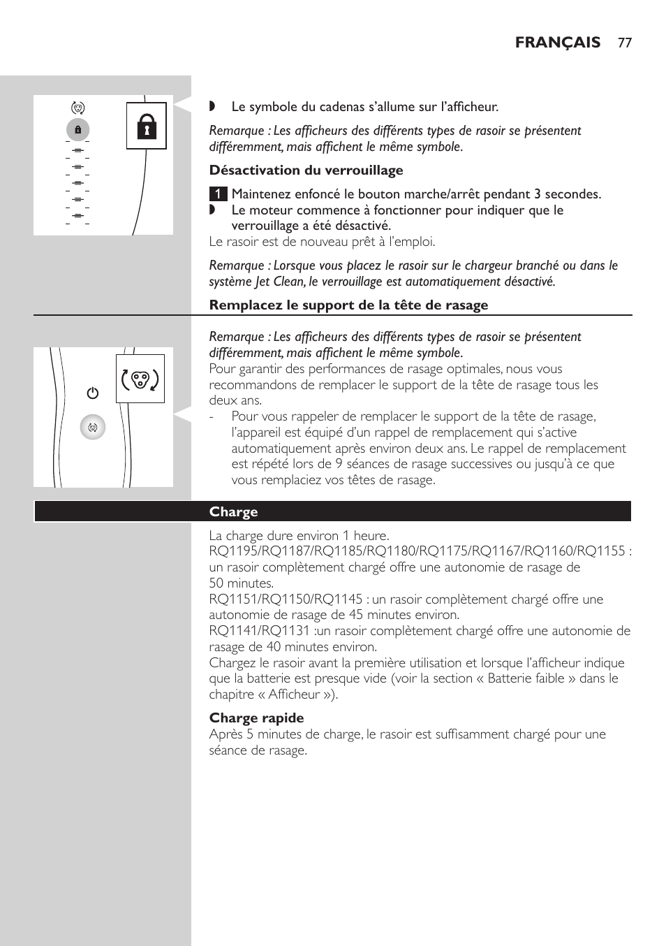 Philips SHAVER Series 7000 SensoTouch afeitadora eléctrica en húmedo y seco User Manual | Page 77 / 304