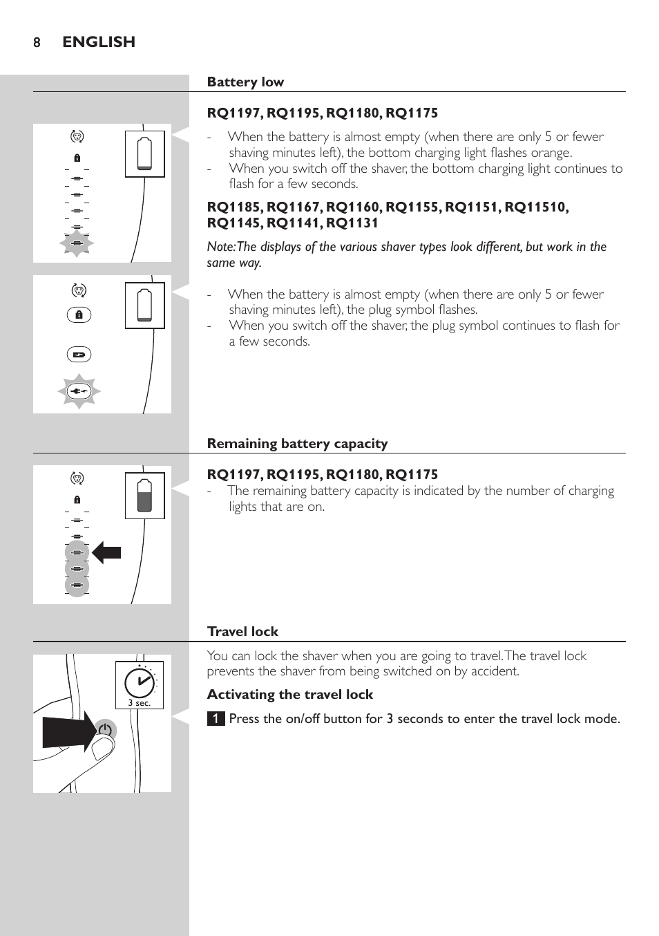 Philips SHAVER Series 7000 SensoTouch afeitadora eléctrica en húmedo y seco User Manual | Page 8 / 304