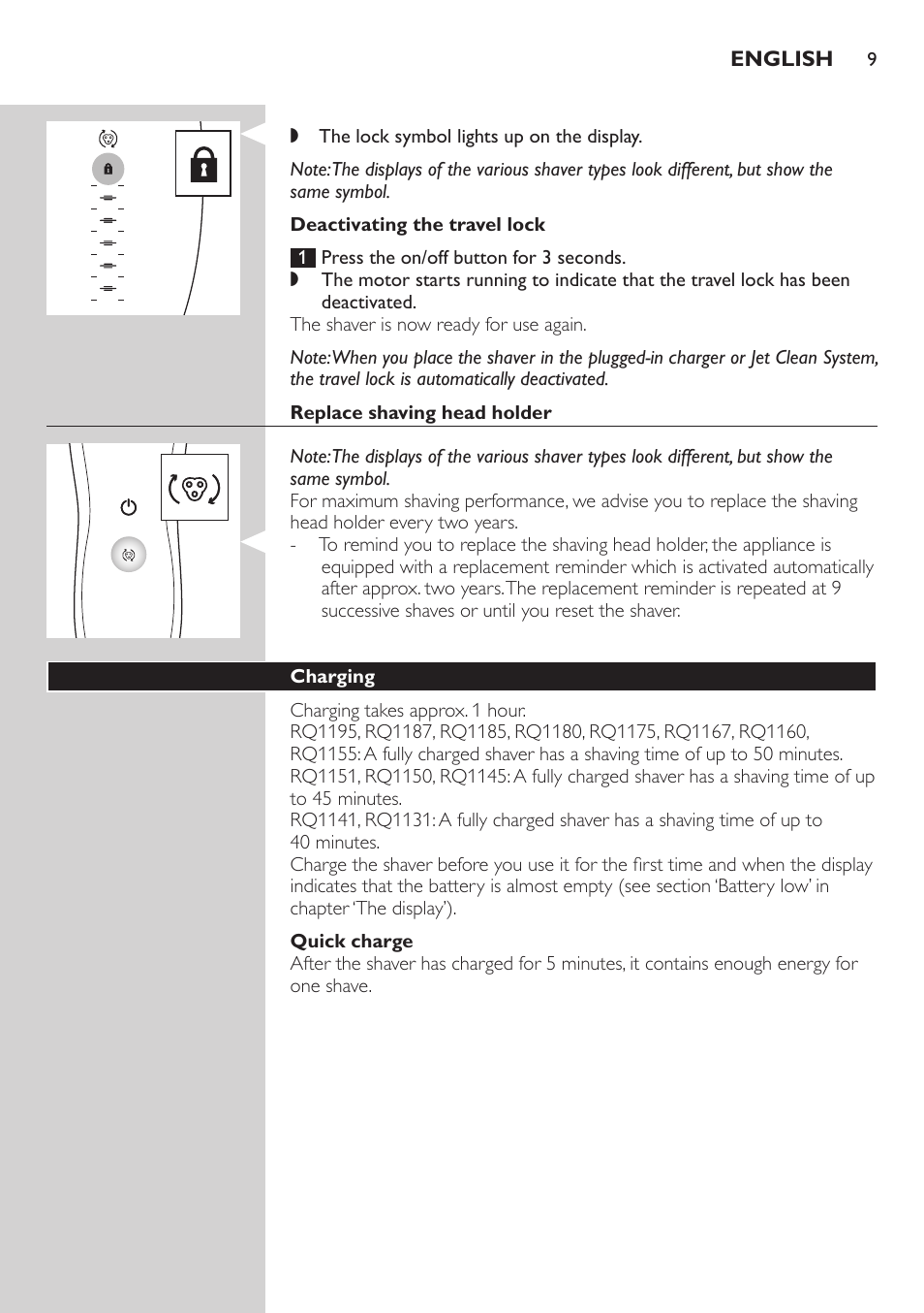 Philips SHAVER Series 7000 SensoTouch afeitadora eléctrica en húmedo y seco User Manual | Page 9 / 304