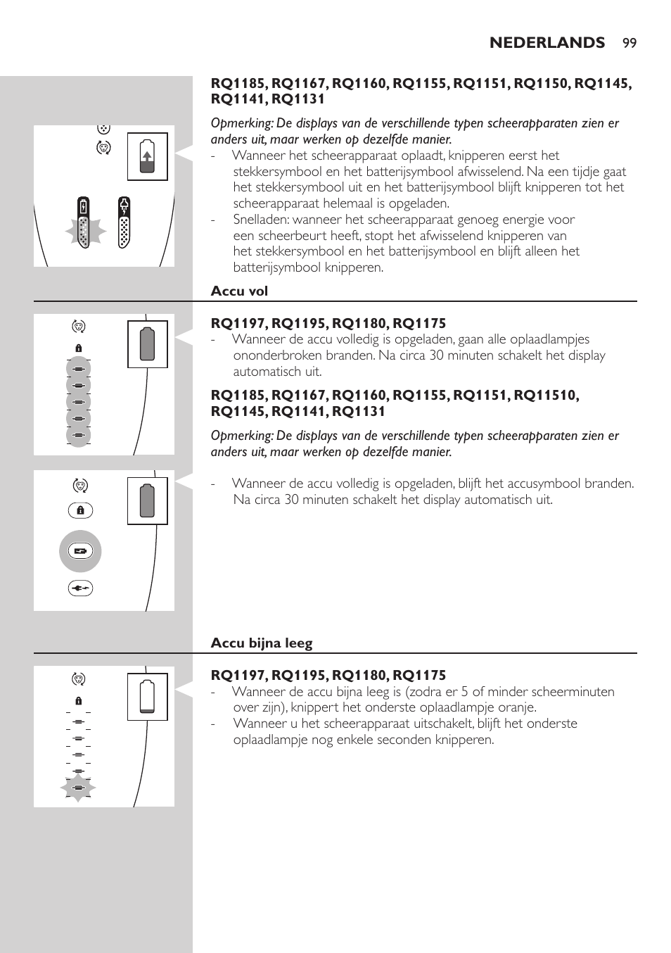 Philips SHAVER Series 7000 SensoTouch afeitadora eléctrica en húmedo y seco User Manual | Page 99 / 304