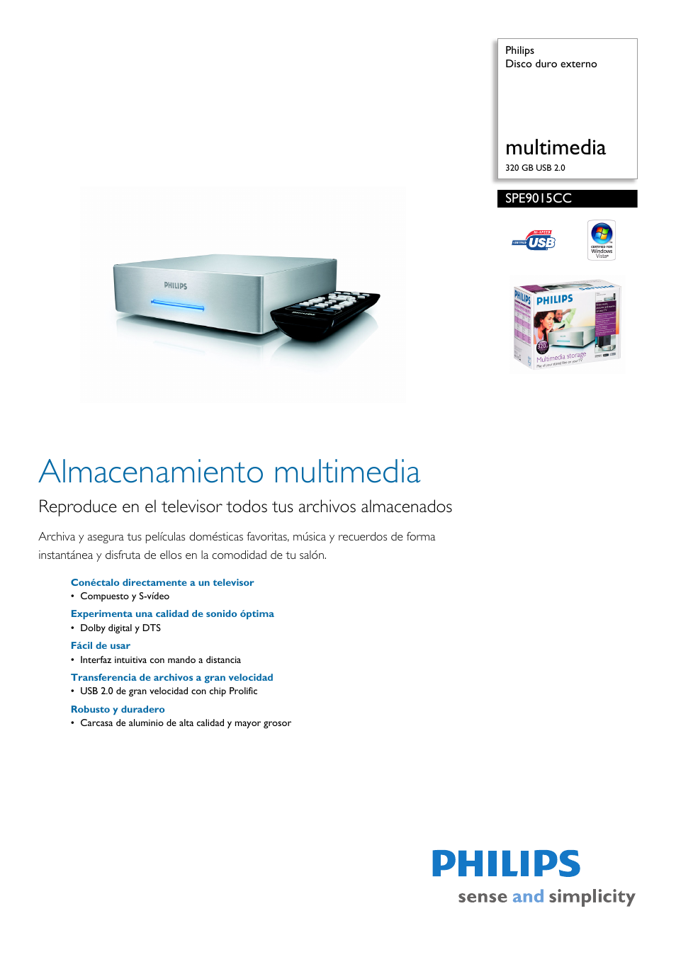 Philips Disco duro externo User Manual | 2 pages