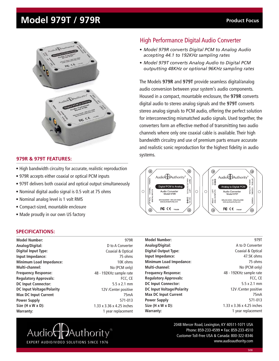 Audio Authority 979R User Manual | 1 page