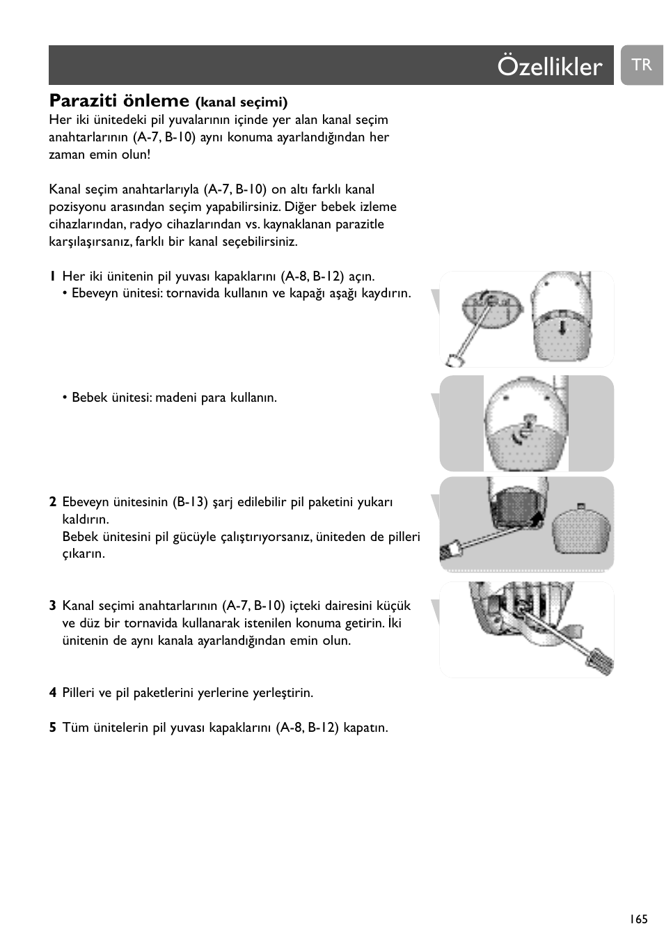 Özellikler, Paraziti önleme | Philips Vigilabebés analógico User Manual | Page 165 / 173