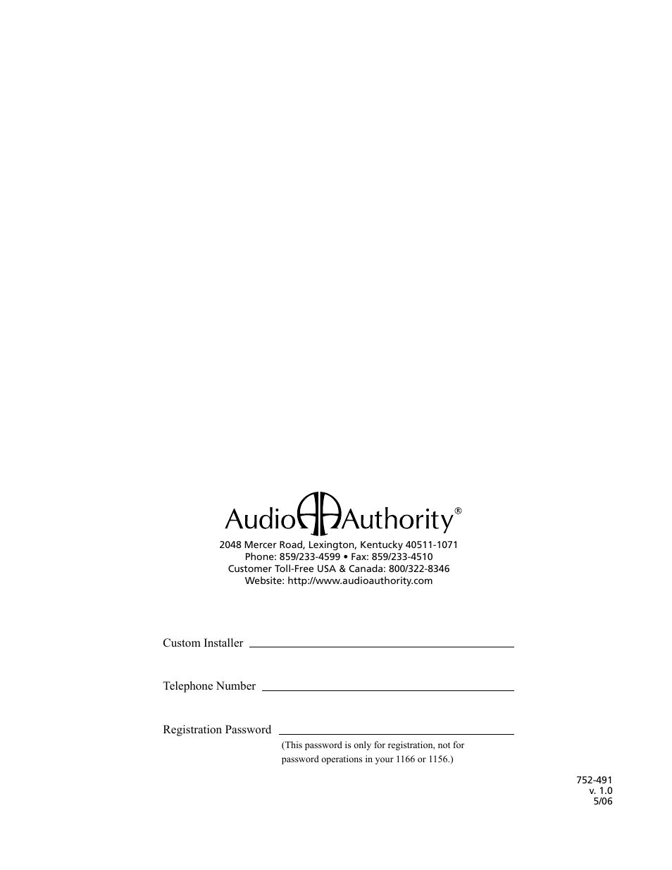 Audio Authority 1176 User Manual | Page 12 / 12