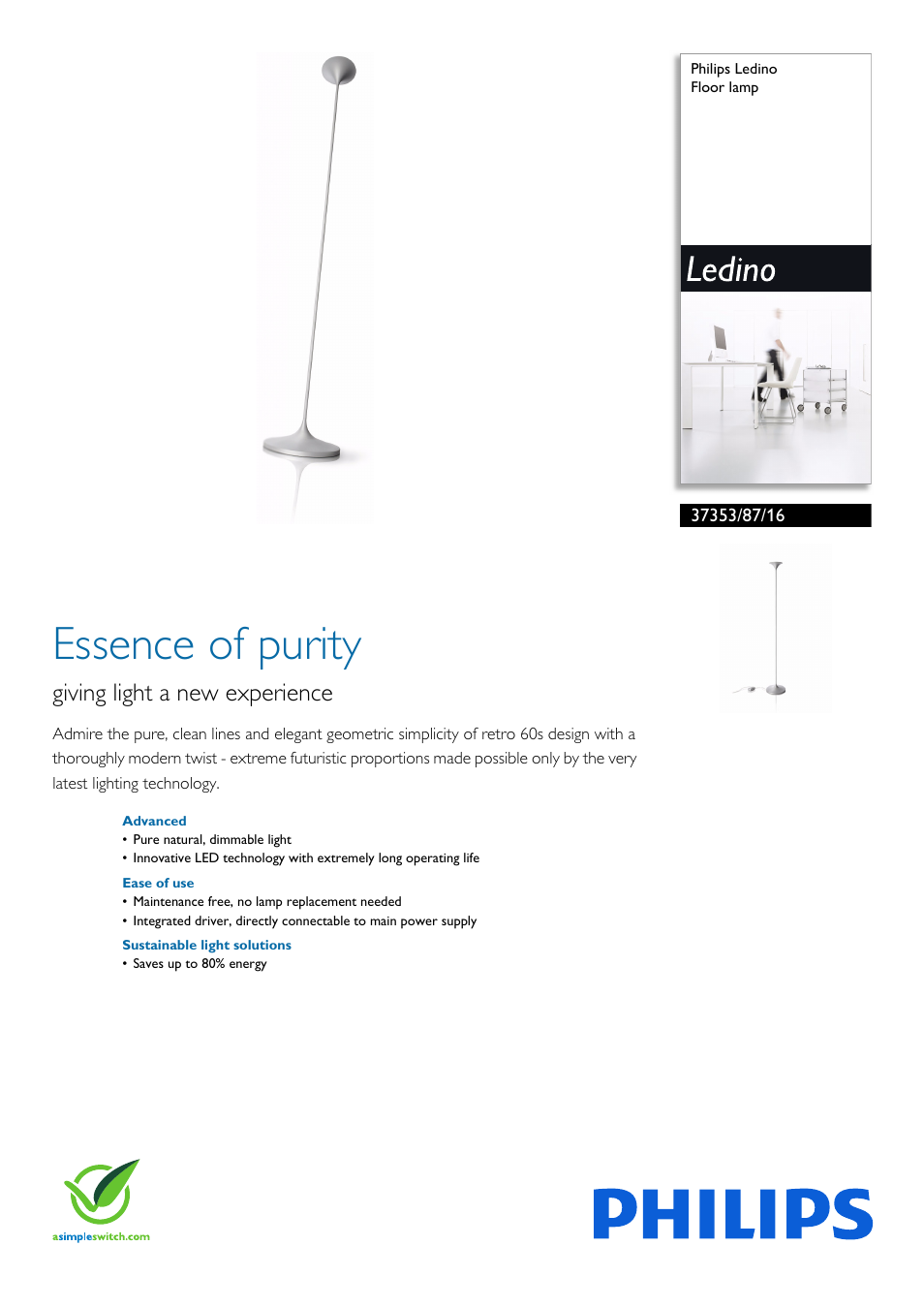 Philips Ledino Lámpara de pie User Manual | 2 pages