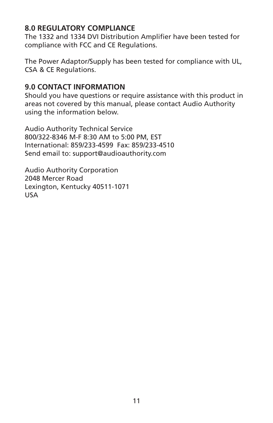 Audio Authority 1332 User Manual | Page 11 / 12