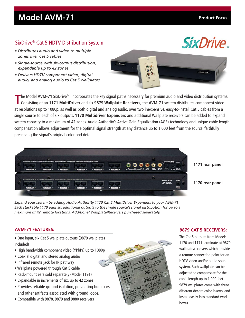Audio Authority AVM-71 User Manual | 2 pages