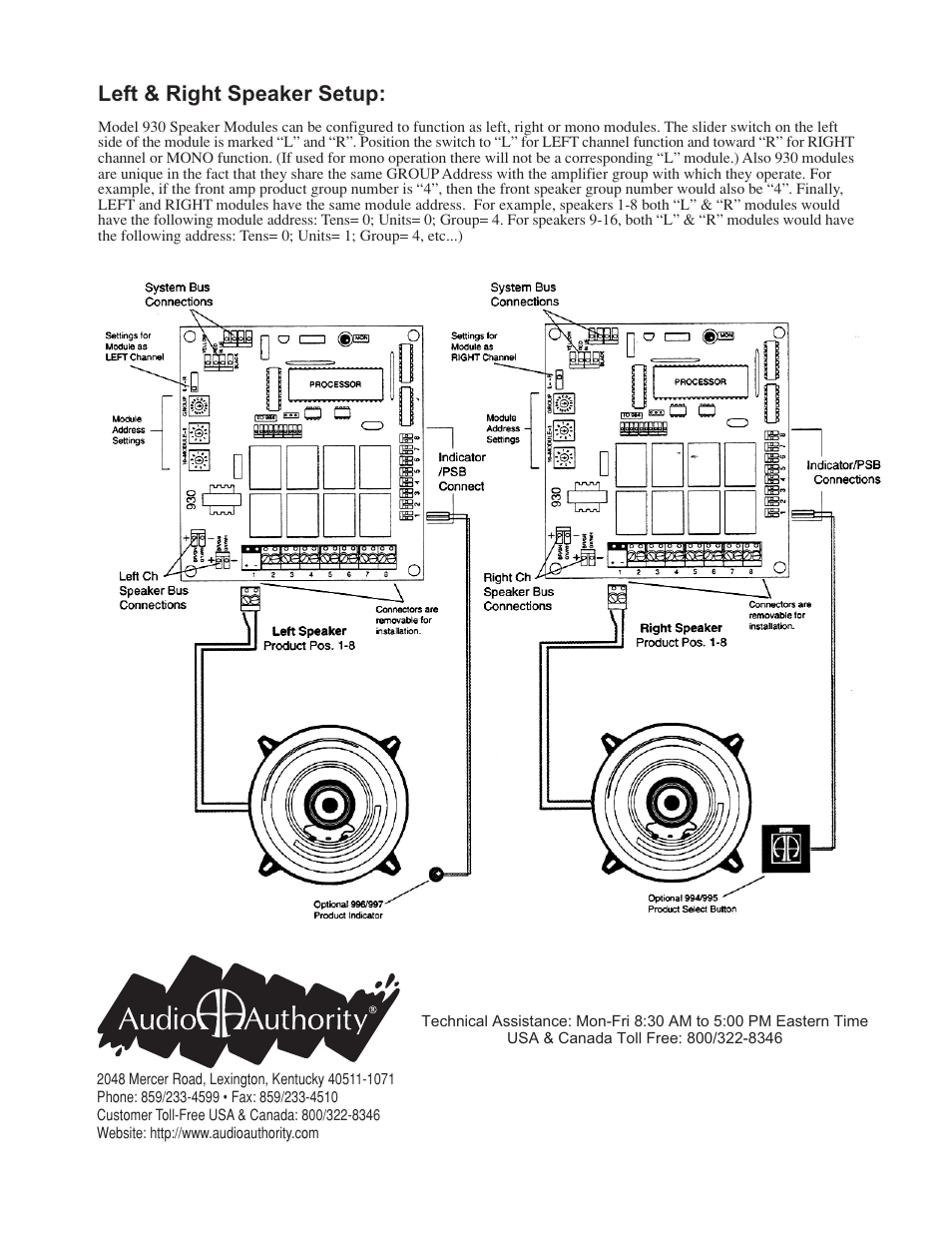 Audio Authority 930 User Manual | 1 page