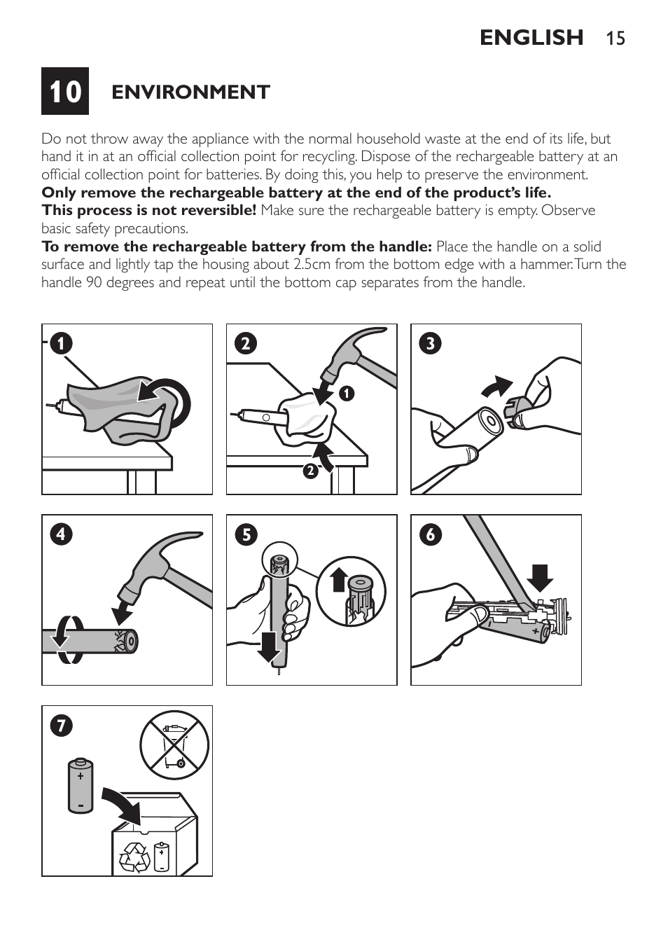 English, Environment | Philips Sonicare DiamondClean Cepillo dental sónico recargable User Manual | Page 15 / 76