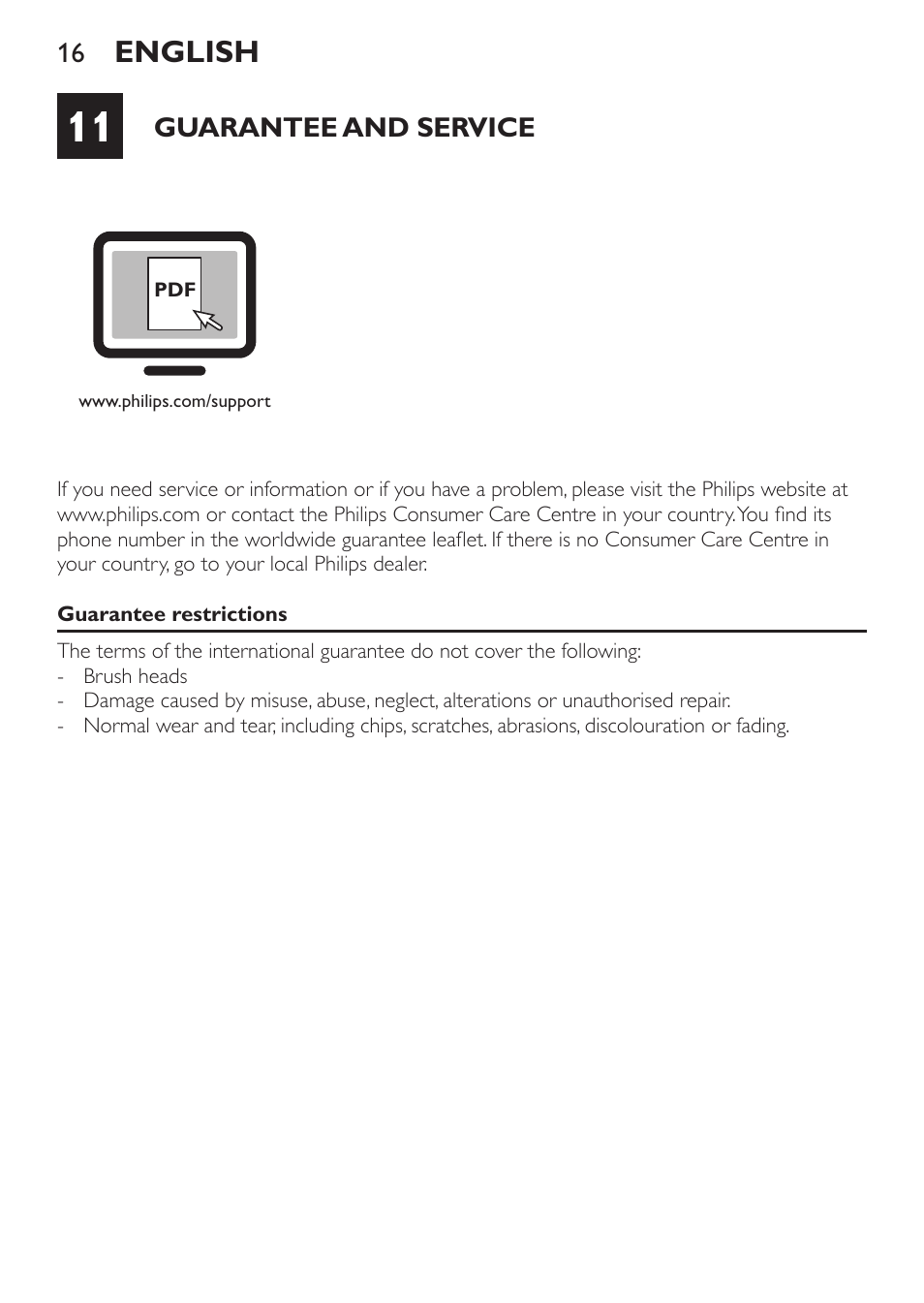 English | Philips Sonicare DiamondClean Cepillo dental sónico recargable User Manual | Page 16 / 76