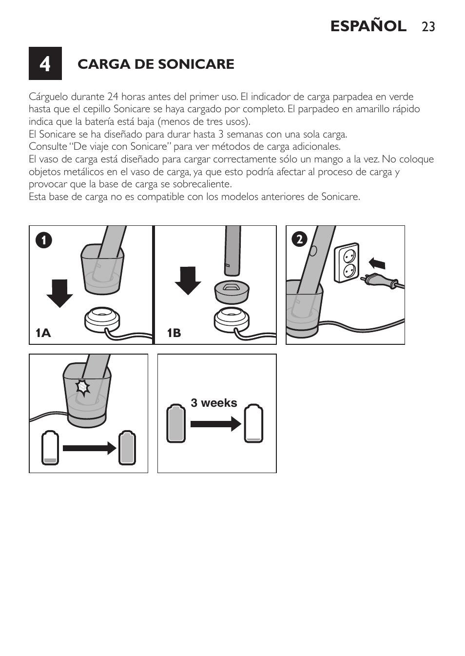 Español | Philips Sonicare DiamondClean Cepillo dental sónico recargable User Manual | Page 23 / 76