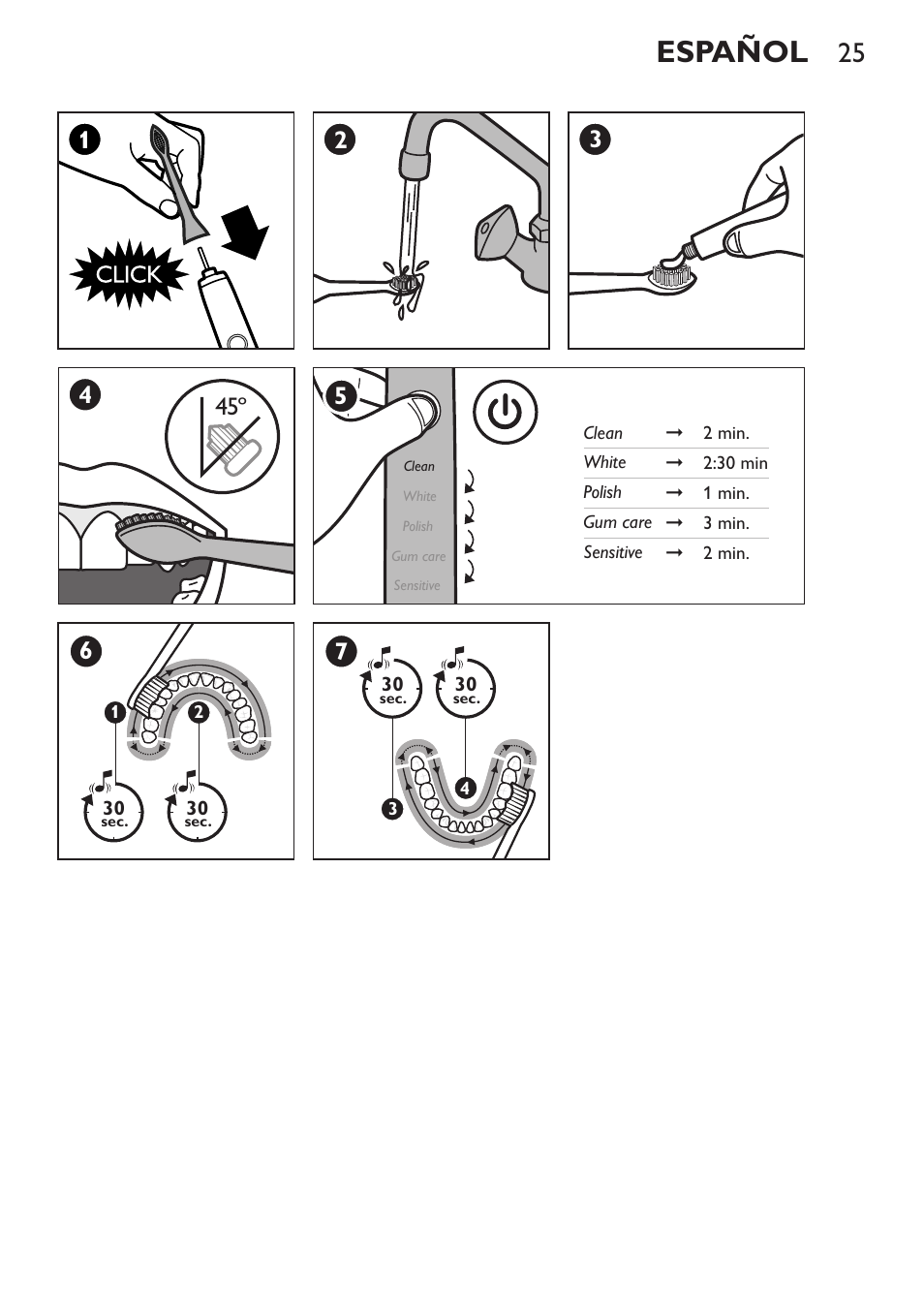 Español | Philips Sonicare DiamondClean Cepillo dental sónico recargable User Manual | Page 25 / 76