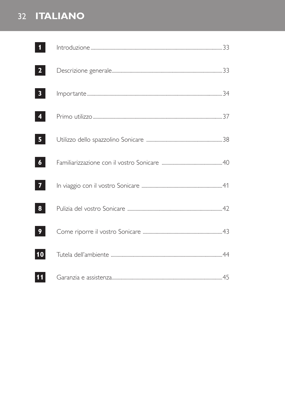 Italiano | Philips Sonicare DiamondClean Cepillo dental sónico recargable User Manual | Page 32 / 76