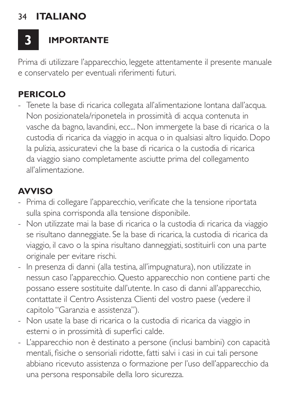 Importante | Philips Sonicare DiamondClean Cepillo dental sónico recargable User Manual | Page 34 / 76