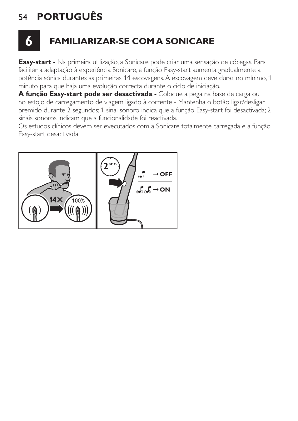 Português, Familiarizar-se com a sonicare | Philips Sonicare DiamondClean Cepillo dental sónico recargable User Manual | Page 54 / 76