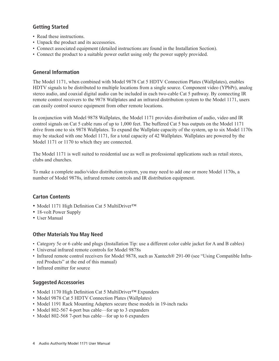 Audio Authority 1171 User Manual | Page 4 / 12