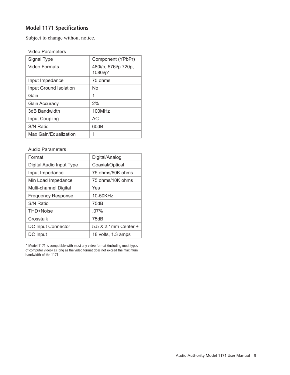 Audio Authority 1171 User Manual | Page 9 / 12