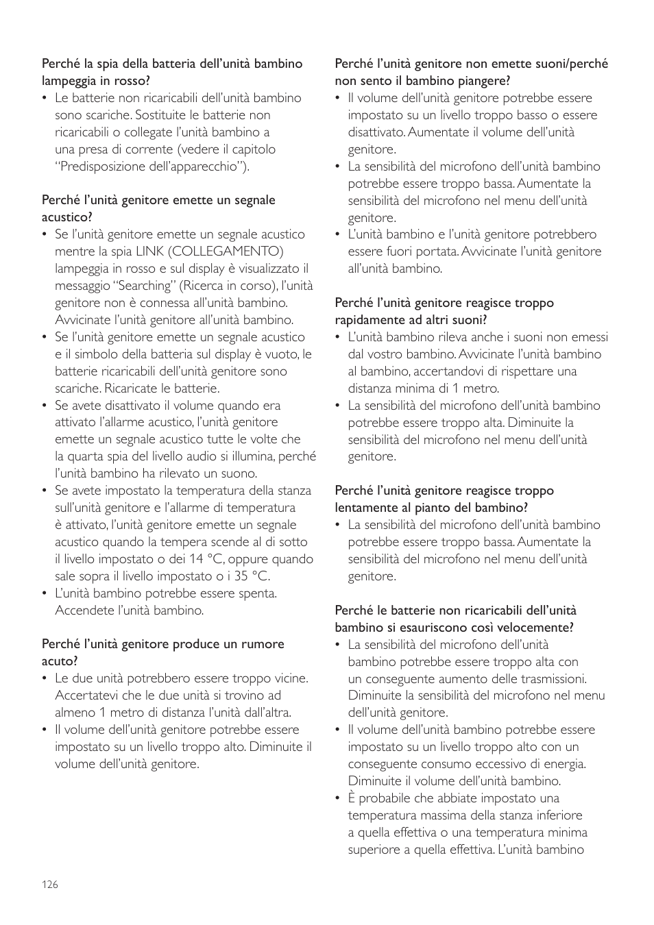 Philips AVENT Vigilabebés DECT User Manual | Page 126 / 204