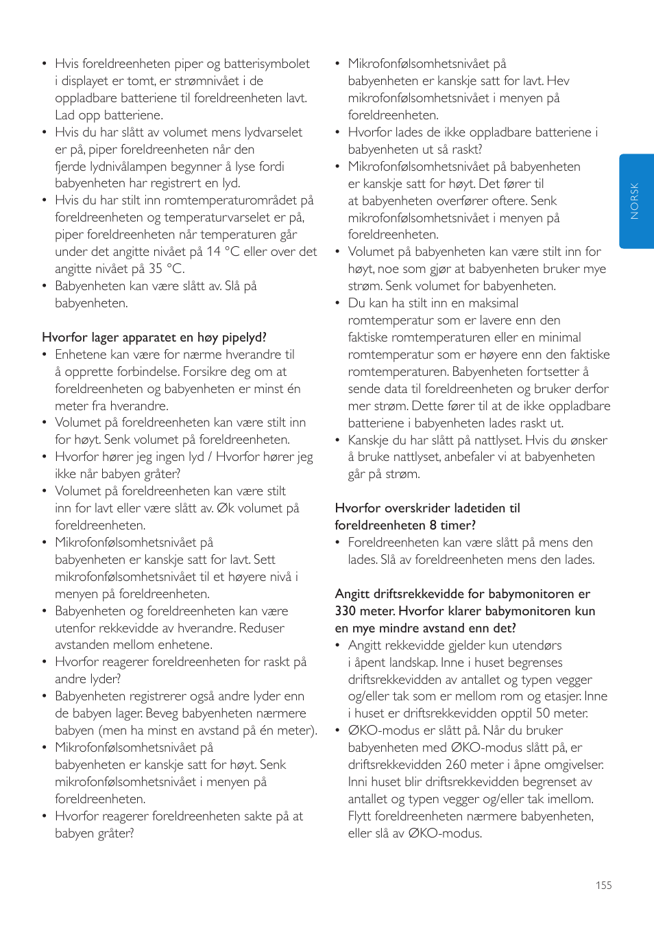 Philips AVENT Vigilabebés DECT User Manual | Page 155 / 204