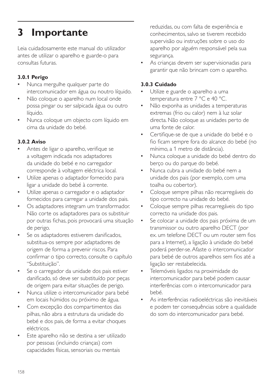 3 importante | Philips AVENT Vigilabebés DECT User Manual | Page 158 / 204