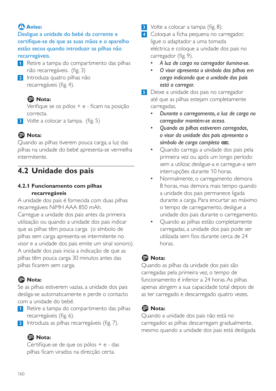 2 unidade dos pais | Philips AVENT Vigilabebés DECT User Manual | Page 160 / 204