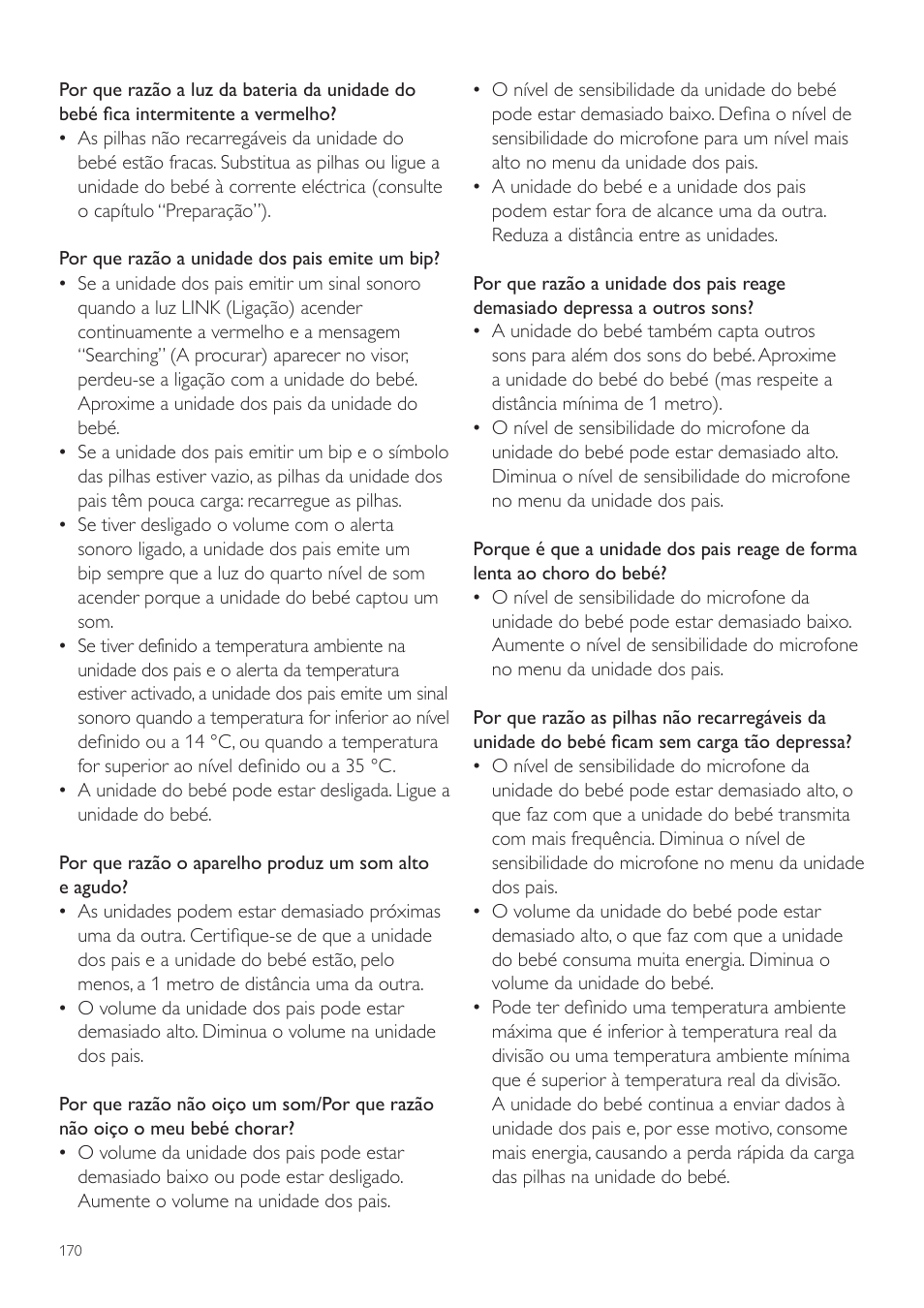 Philips AVENT Vigilabebés DECT User Manual | Page 170 / 204