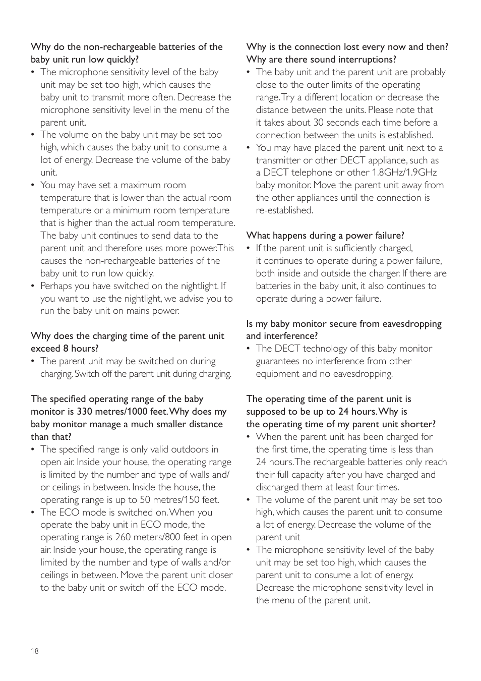 Philips AVENT Vigilabebés DECT User Manual | Page 18 / 204