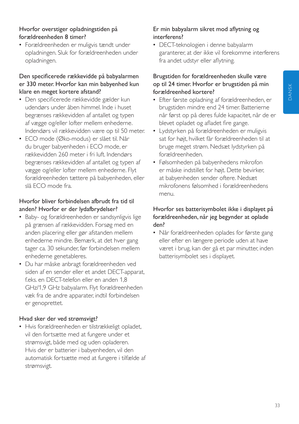 Philips AVENT Vigilabebés DECT User Manual | Page 33 / 204