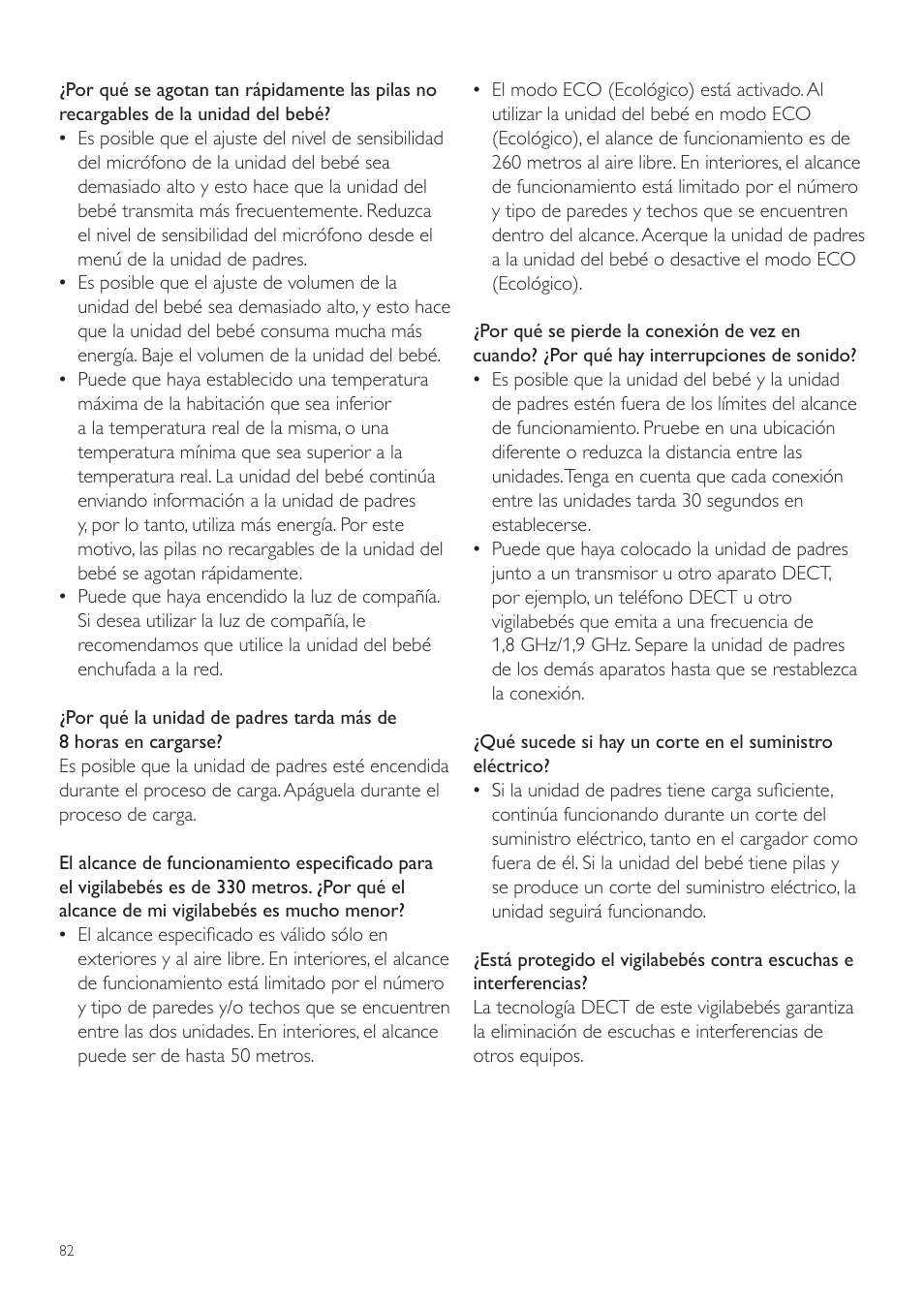 Philips AVENT Vigilabebés DECT User Manual | Page 82 / 204