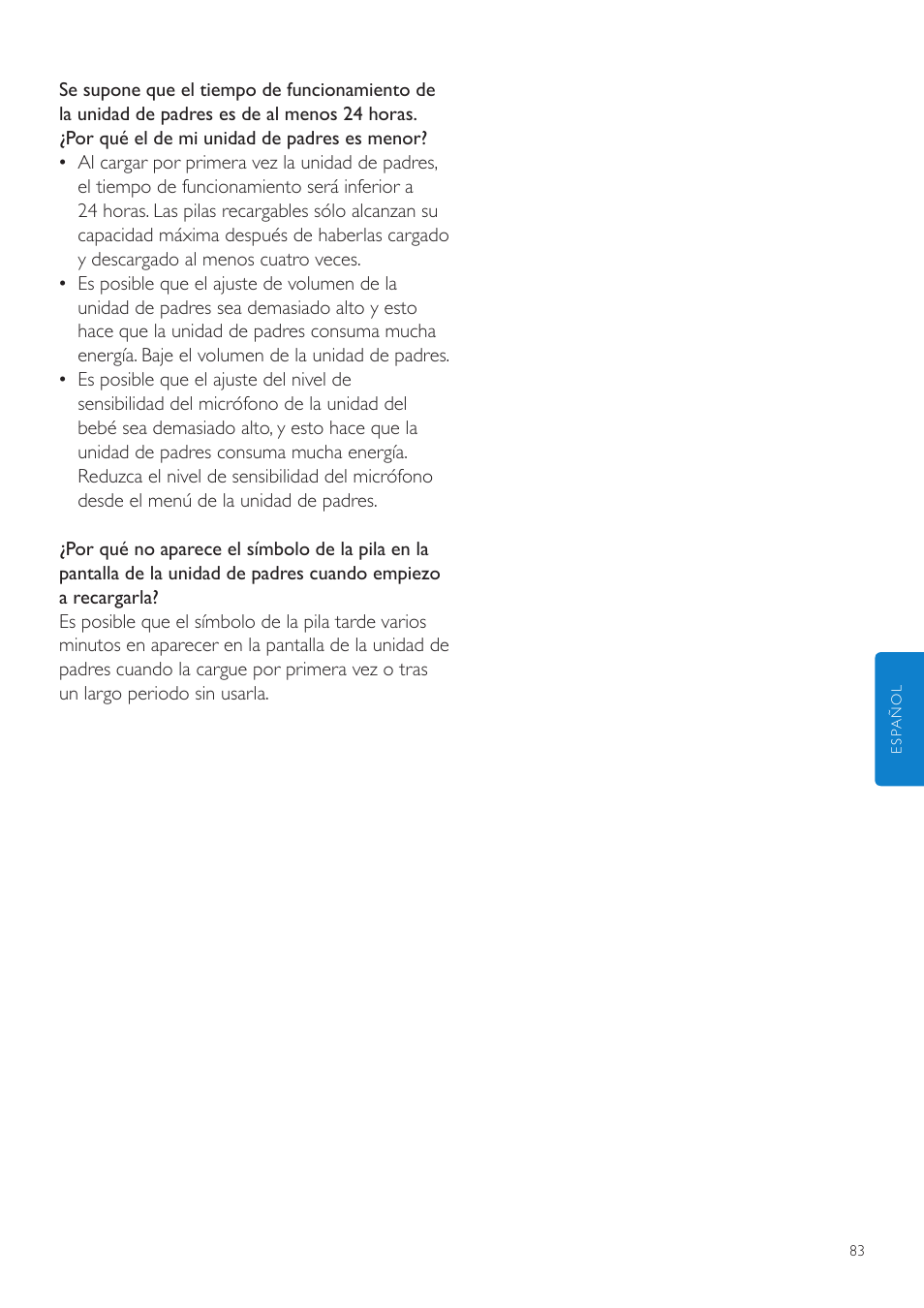 Philips AVENT Vigilabebés DECT User Manual | Page 83 / 204