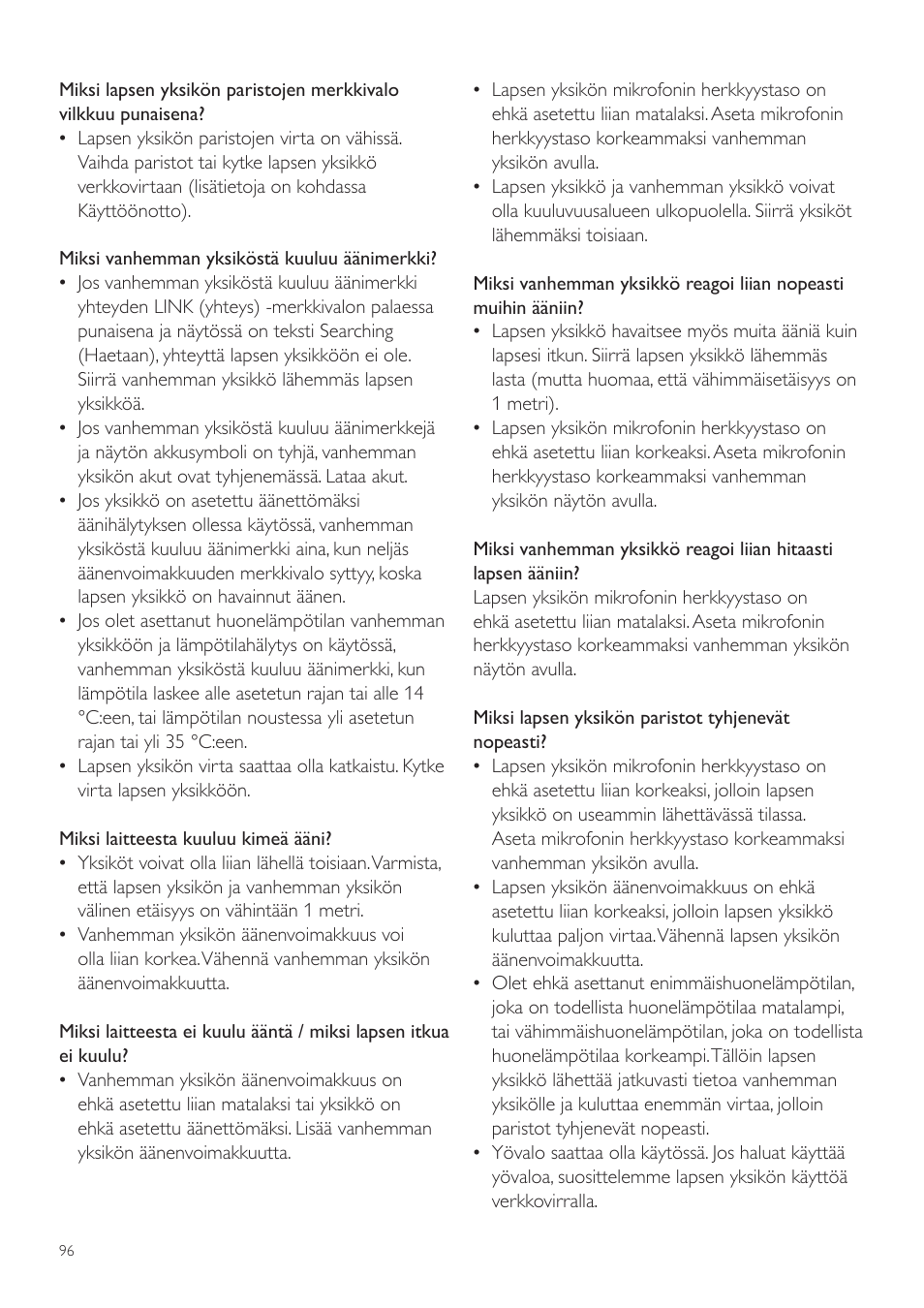 Philips AVENT Vigilabebés DECT User Manual | Page 96 / 204