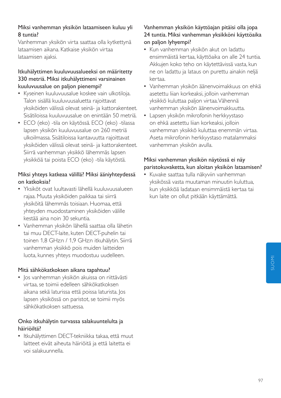 Philips AVENT Vigilabebés DECT User Manual | Page 97 / 204