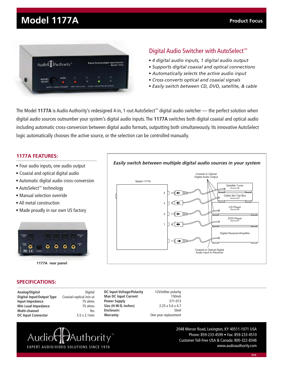 Audio Authority 1177A User Manual | 1 page