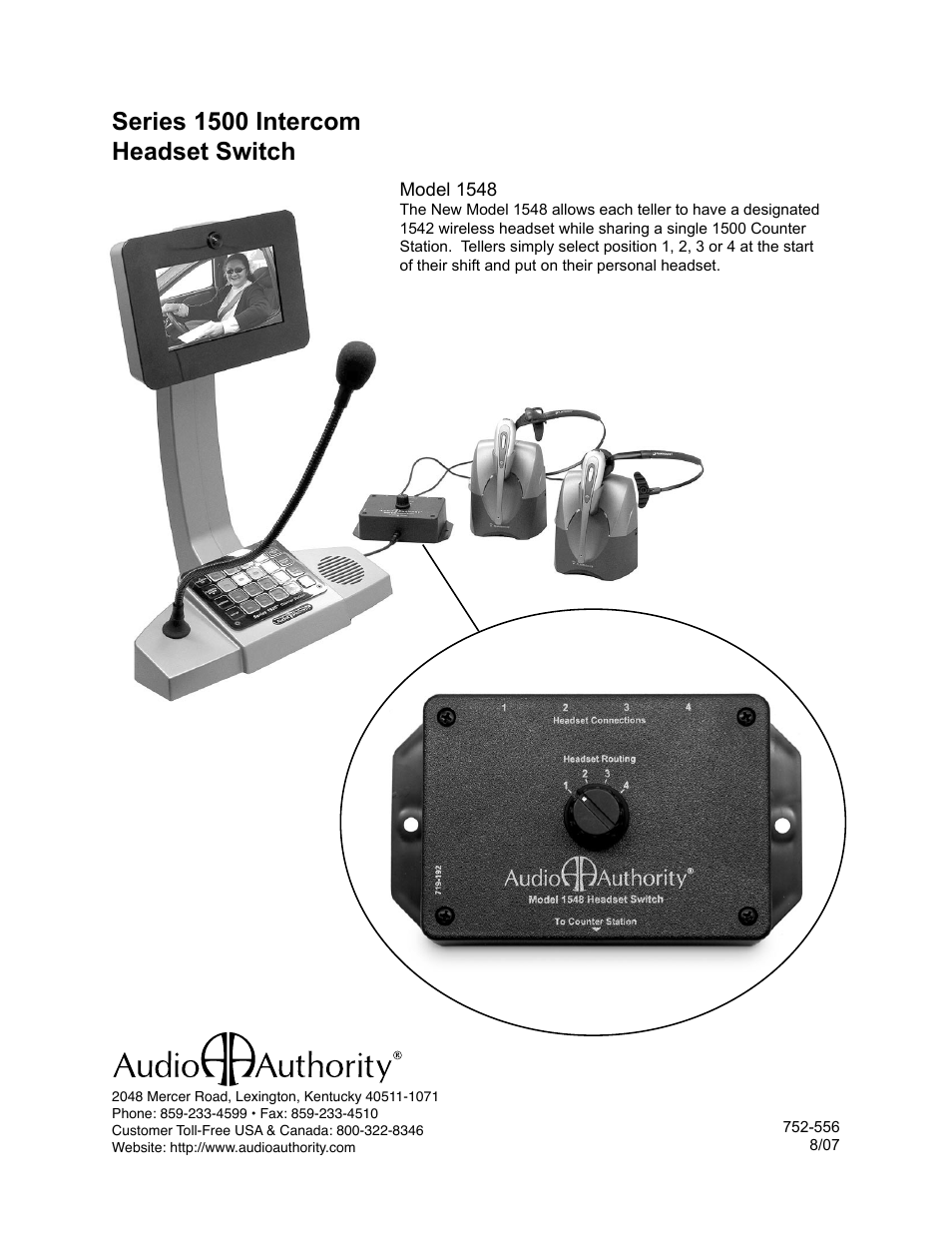 Audio Authority Model 1548 User Manual | 1 page