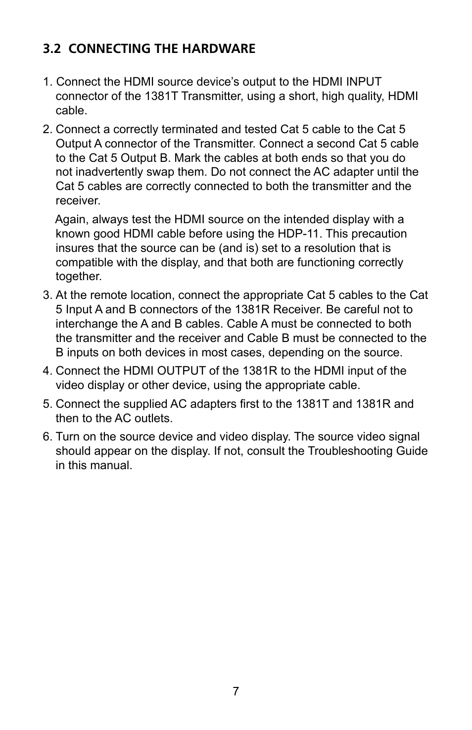 Audio Authority Cat 5 HDMI Extender HDP-11 User Manual | Page 7 / 12