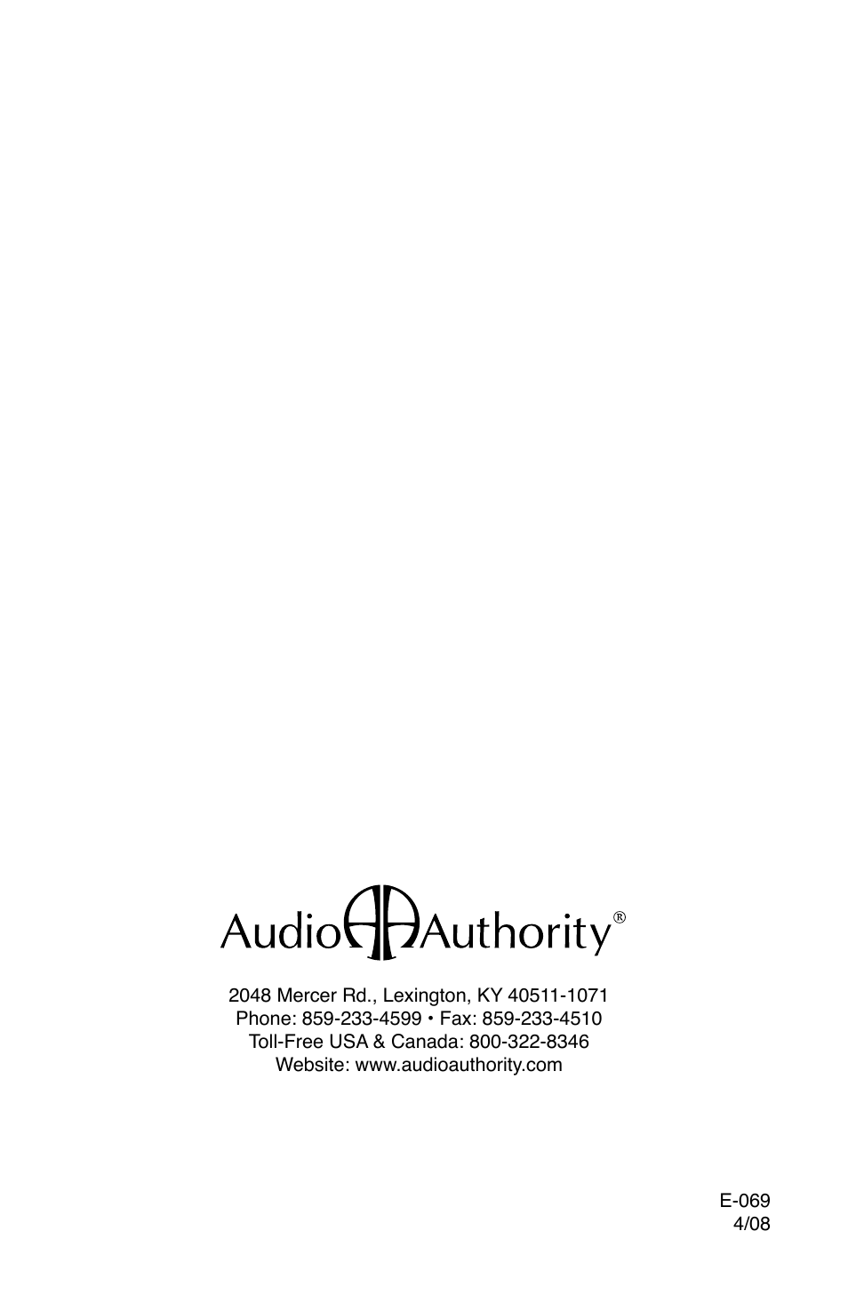 Audio Authority 1372A User Manual | Page 12 / 12