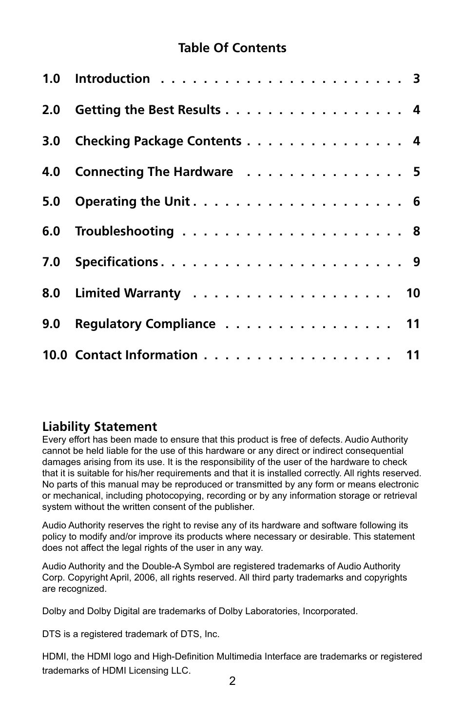 Audio Authority 1372A User Manual | Page 2 / 12