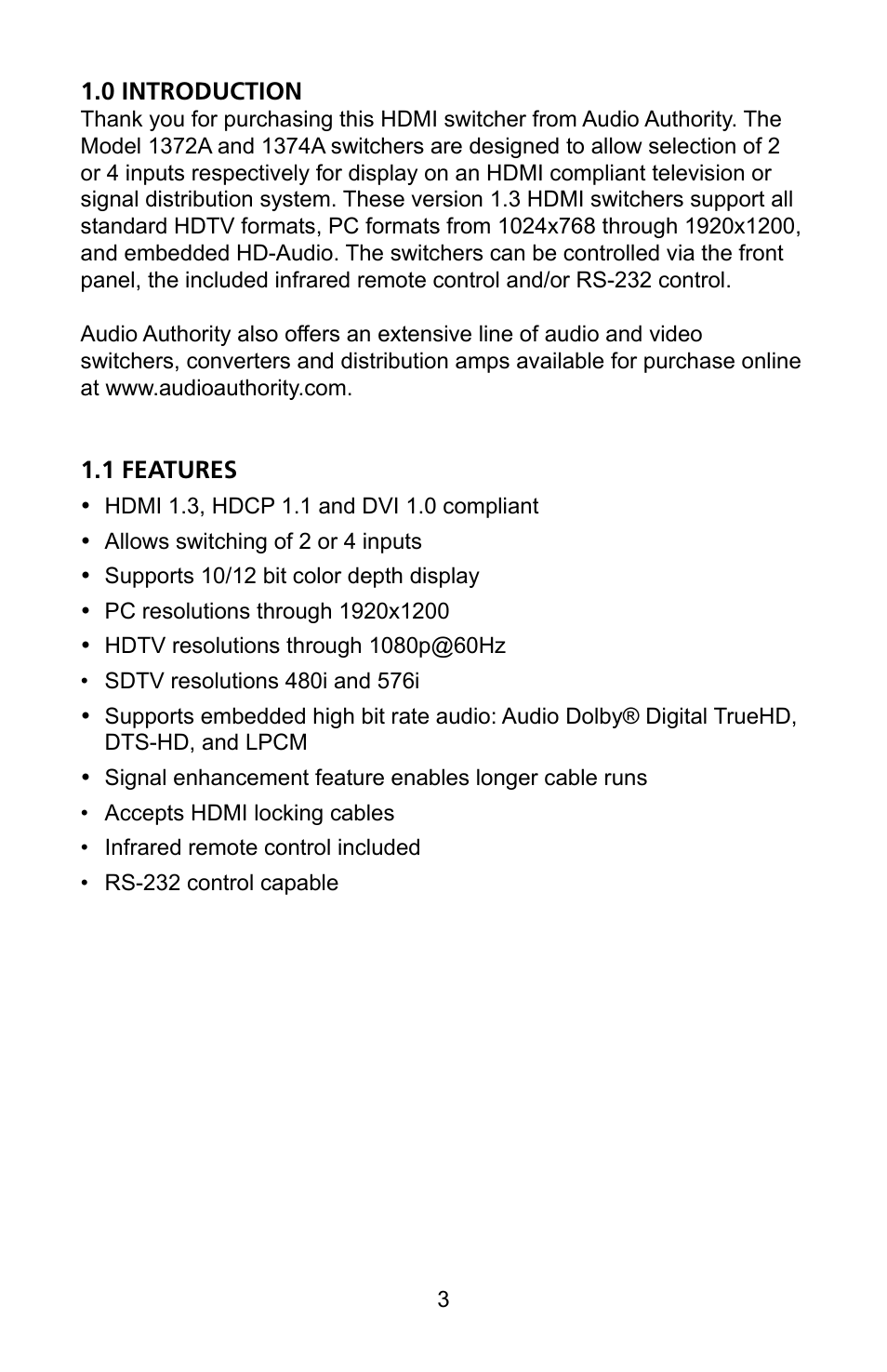 Audio Authority 1372A User Manual | Page 3 / 12
