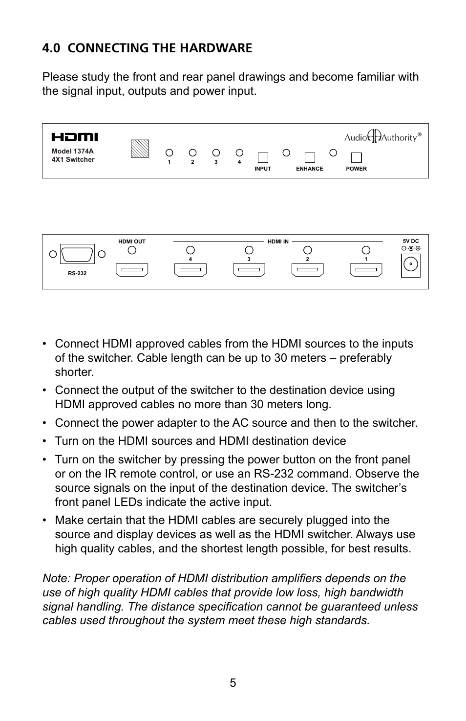 0 connecting the hardware | Audio Authority 1372A User Manual | Page 5 / 12