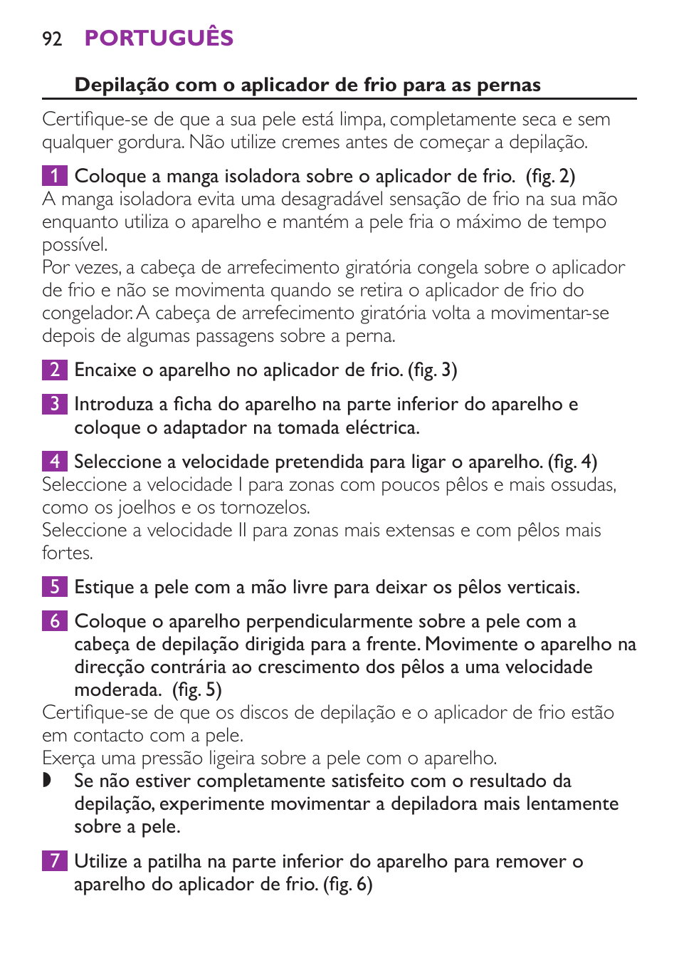 Philips Satinelle Ice Depiladora User Manual | Page 92 / 128