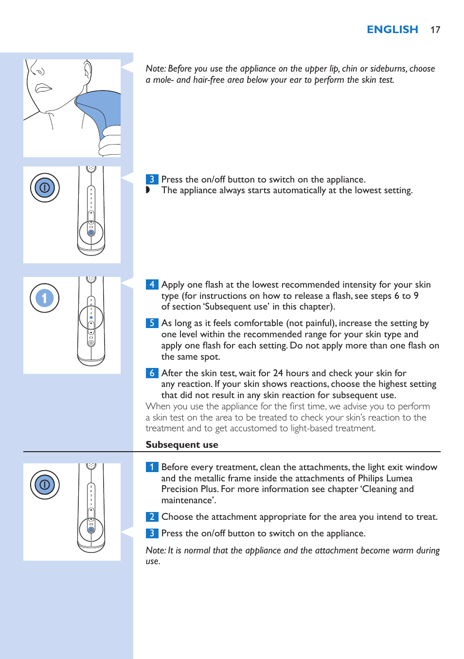 Philips Lumea Precision Plus Sistema de eliminación de vello IPL User Manual | Page 17 / 90