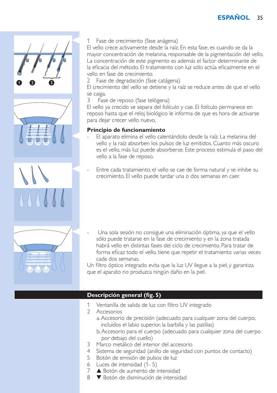 Philips Lumea Precision Plus Sistema de eliminación de vello IPL User Manual | Page 35 / 90