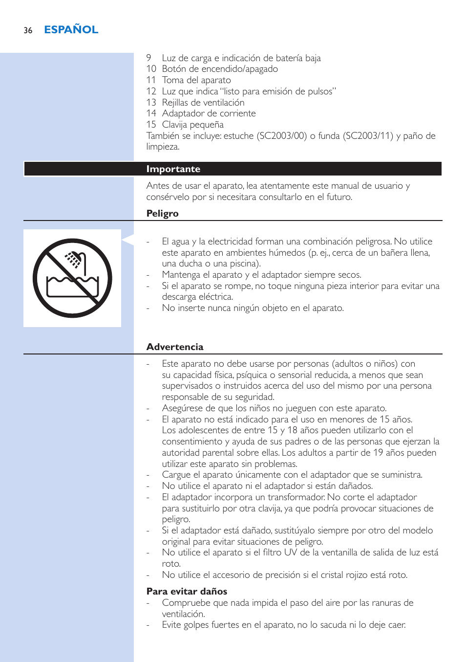 Philips Lumea Precision Plus Sistema de eliminación de vello IPL User Manual | Page 36 / 90