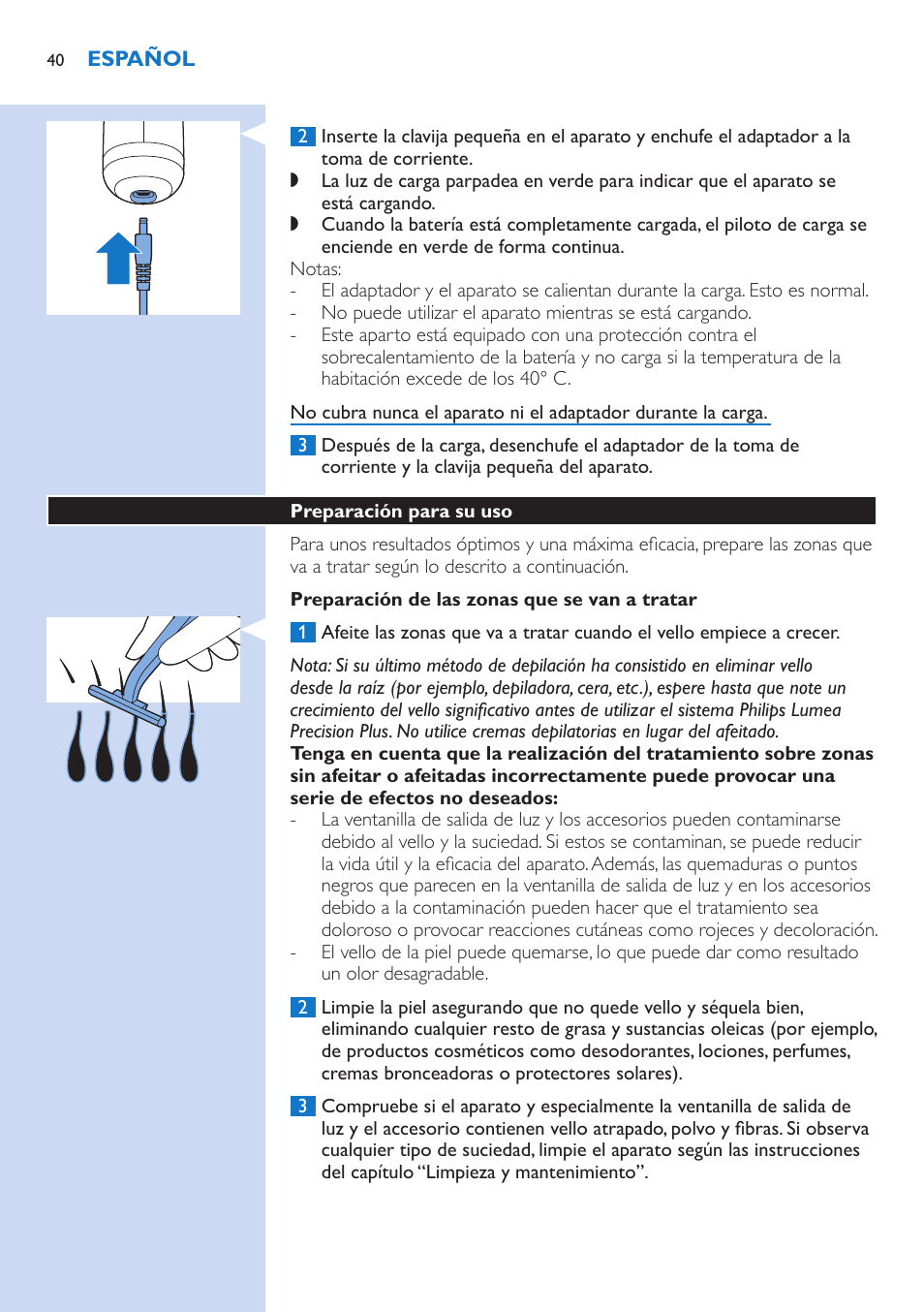 Philips Lumea Precision Plus Sistema de eliminación de vello IPL User Manual | Page 40 / 90