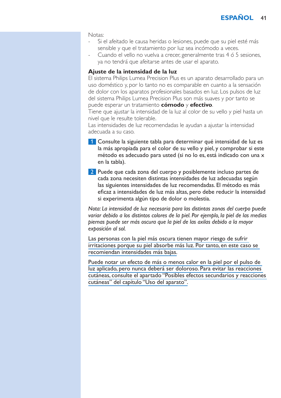 Philips Lumea Precision Plus Sistema de eliminación de vello IPL User Manual | Page 41 / 90