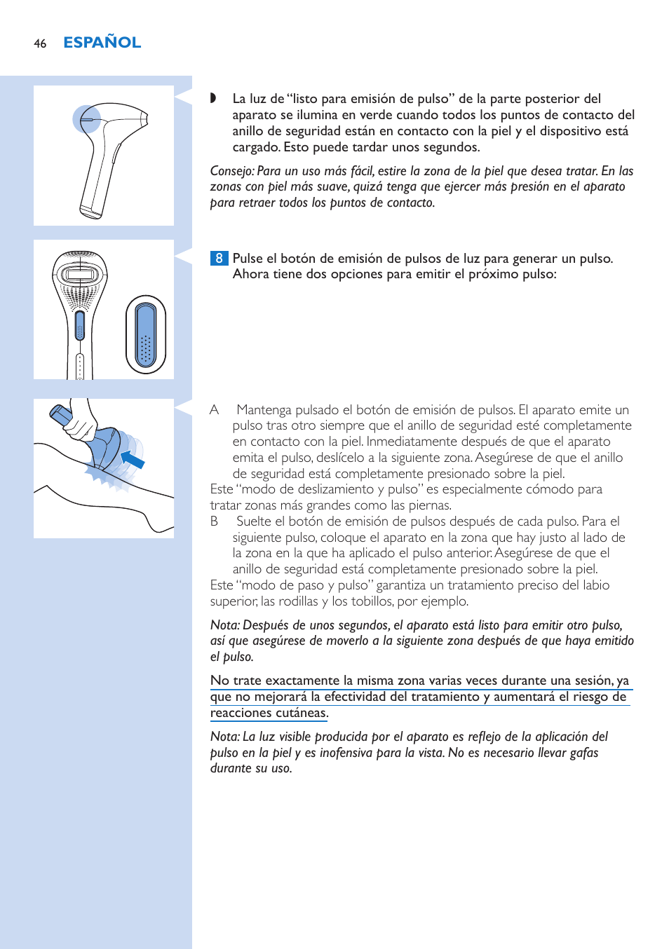 Philips Lumea Precision Plus Sistema de eliminación de vello IPL User Manual | Page 46 / 90