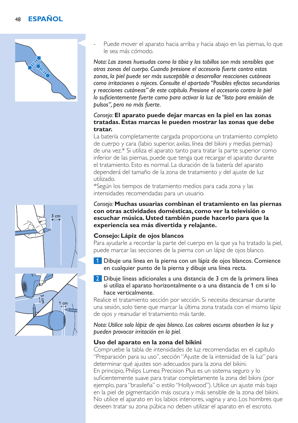 Philips Lumea Precision Plus Sistema de eliminación de vello IPL User Manual | Page 48 / 90