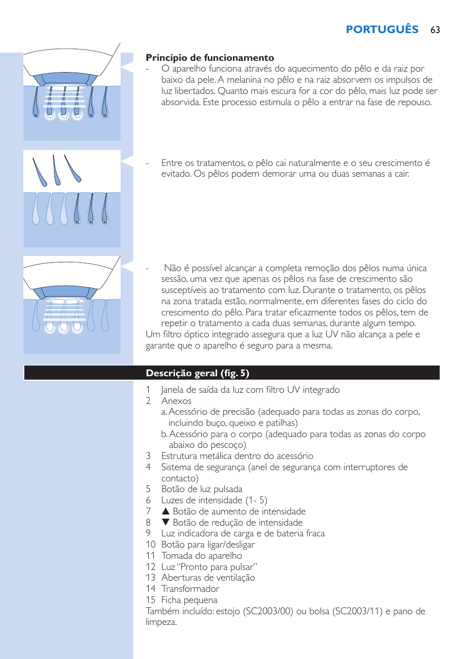 Philips Lumea Precision Plus Sistema de eliminación de vello IPL User Manual | Page 63 / 90