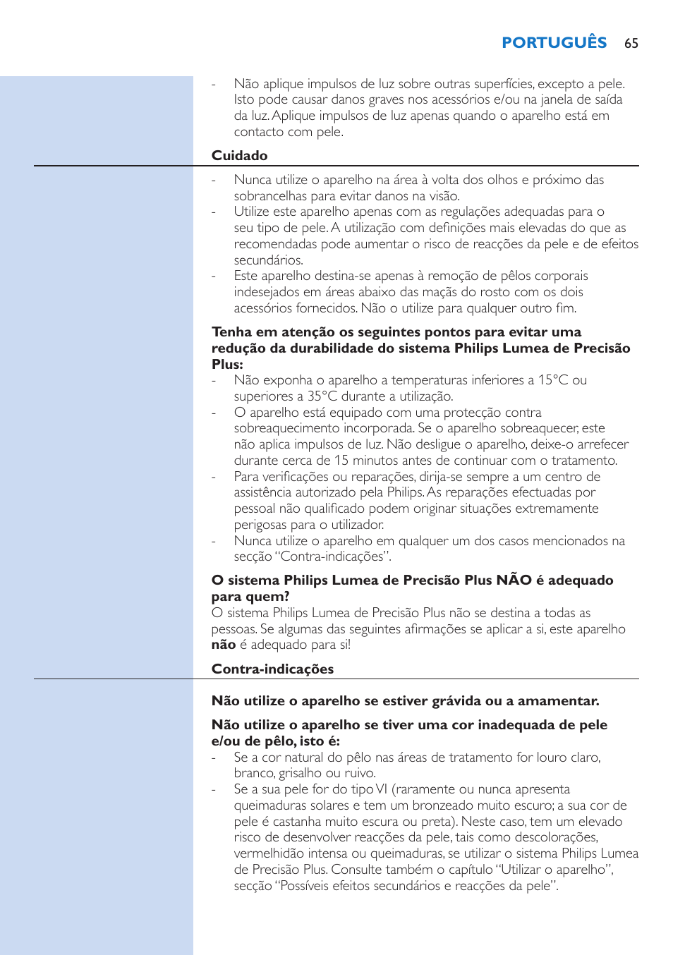 Philips Lumea Precision Plus Sistema de eliminación de vello IPL User Manual | Page 65 / 90